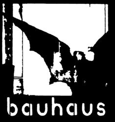 the bauhaus logo is shown in black and white