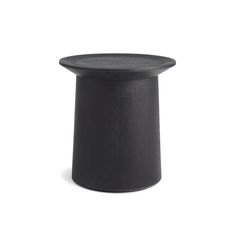 a black table with a round top on the bottom and one leg in the middle