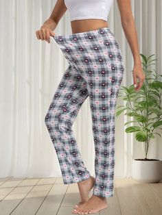 Women's New Long Pajama Pants Love Plaid Bow Comfortable Casual Home Wear Pajama Pants Four Seasons Can Wear Fashion Black and White Casual-Young,Casual-Woman    Heart,Plaid,All Over Print  Slight Stretch Spring/Summer/Fall Women Sleep & Lounge, size features are:Bust: ,Length: ,Sleeve Length: Black Hair Band, Long Pajama Pants, Casual Home, Casual Hairstyles, Plaid Bow, Y2k Style, White Casual, Maternity Bag, Autumn Summer