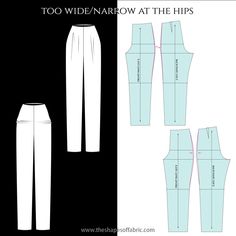 the front and back view of a pants pattern