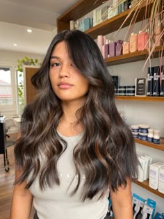 Brown Brunette Balayage, Good Hair Colors For Black Hair, Caramel On Black Hair, Black Sunkissed Hair