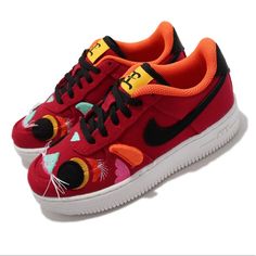 Nike Air Force 1 (Ps) Chinese New Year “Year Of The Tiger” Size 1y Playful Round Toe Sneakers For Streetwear, Playful High-top Sneakers For Streetwear, Playful Red High-top Sneakers, Playful Nike High-top Sneakers, Nike Playful Low-top Sneakers, Playful Nike Low-top Sneakers, Playful Red Sneakers With Round Toe, Shoes Nike Air Force, Year Of The Tiger