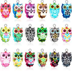 PRICES MAY VARY. Colorful collections: this package includes colorful owl enamel charms in 18 classic colors, simple yet chic, as wise as owl, elegant and fun owl combination charms set is sure to win your preference Reliable material: made of alloy without and , these mixed owl DIY charms are not easy to fade or rust, which won't cause stimulation to your skin easily, comfort to wear in daily life Jewelry making supplies: owl jewelry making charm set is charming in style with the exquisite desi Multicolor Charms For Craft Supplies As A Gift, Gift Multicolor Charms For Crafts, Owl Diy, Diy Jewelry Gifts, Diy Charm, Colorful Owls, Christmas Necklace, Owl Jewelry, Owl Pendant