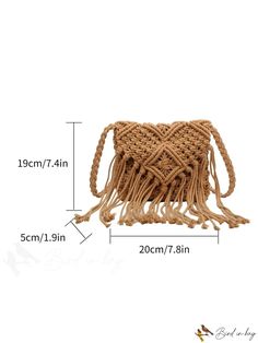 BirdinBag - Stylish Vacation Straw Bag with Mini Fringe and Hollow Out Detail Beige Woven Pouch Bag, Bohemian Beige Pouch Bag, Casual Handheld Shoulder Bag, Summer Pouch Bags, Summer Fashion Pouch Bag, Casual Handheld Bag, Summer Fashion Accessory Pouch Bag, Trendy Woven Pouch Bag, Trendy Woven Pouch Shoulder Bag