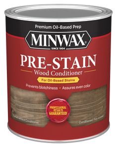 a can of minwax pre - stain wood conditioner