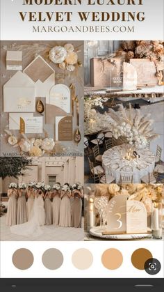 a collage of wedding photos with different colors and designs on the bottom right side