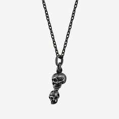 Jewelry Closure: Lobster ClaspLink Construction: SolidShape: SkullStone: No StoneMetal Color: GrayChain Length: 24 InchChain Width: 2 MillimetersPendant Length: 31mmPendant Width: 12mmMetal: Stainless SteelChain Construction: CableCare: Wipe CleanCountry of Origin: Imported Black Skull Necklace With Oxidized Finish, Black Skull Jewelry With Adjustable Chain, Black Oxidized Skull Necklace, Skull Pendant Necklace, Skull Pendant, Pendant Necklaces, Silver Necklace, Necklaces, Pendant Necklace