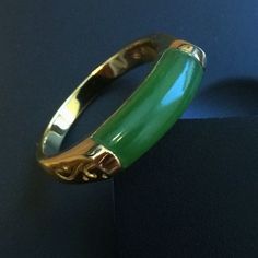 Canadian Jade Ring available in Sterling or Vermeil Good Fortune Jade Rings, 14k Gold Green Ring With Polished Finish, Green Open Band Elegant Rings, Elegant Green Open Band Rings, Elegant Jade Ring With Round Band, Fine Jewelry Jade Rings With Polished Finish, Jade Jewelry With Polished Finish For Anniversary, Anniversary Jewelry In Polished Jade, Anniversary Jade Jewelry With Polished Finish