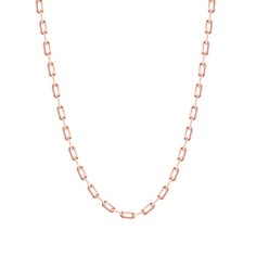 The perfect layering link for a finishing touch with your favorite outfit. This pleasing chain necklace will not only enhance your outfit, but also give additional shine and texture to your neck. Wear one of these and let every eye gaze at you. Product Information Metal Type: 14K Metal Weight: 9.5g -16” | 10.5g- 18” | 11.5g- 20” | 12.5g- 22” | 13.5g-24”. Metal Width: 3.5mm Guage: 100 SKU:LFORZ-100-3.5 Rose Gold Cable Chain Link Jewelry, Rose Gold Link Chain Necklace, Minimalist Rose Gold Necklace With Cable Chain, Minimalist Rose Gold Link Necklace, Rose Gold Link Necklace With Paperclip Chain, Rose Gold Necklace With Paperclip Chain Link, Classic Rose Gold Chain Necklace With Rectangular Links, Rose Gold Minimalist Cable Chain Necklace, Rose Gold Link Chain Necklace For Formal Occasions