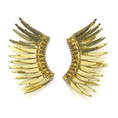 Gold Ear Cuff For Pierced Ears For Party, Gold Pierced Ear Cuff For Party, Gold Wing-shaped Earrings For Party, Gold Wing-shaped Party Earrings, Wing-shaped Metal Jewelry For Parties, Wing-shaped Earrings For Party, Angel Wings Winged Jewelry For Party, Angel Wings Jewelry For Party, Dove Wings