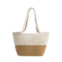 This high-quality Maya Women's Handbag from USS Bags is ideal for adding versatile style to any outfit. It features a soft bucket shape with a knitting pattern and has a silt pocket on the exterior for added convenience. Lined with Polyester, it closes securely with a string and offers a unique criss-cross decoration. Choose The color and design that you love the most. • Style: Casual • Shape: Bucket • Pattern Type: Knitting • Occasion: Versatile • Main Material: Milk Cotton • Lining Material: P Straw Pouch Bag With Braided Handles For Shopping, Shopping Straw Pouch Bag With Braided Handles, Casual Basket Bag With Braided Handles, Braided Handles Straw Pouch Bag For Shopping, Casual Beige Basket Bag, Beige Large Capacity Basket Shoulder Bag, Cream Casual Bucket Bag For Shopping, Daily Use Bucket Crochet Bag With Braided Handles, Woven Bucket Hobo Bag For Shopping