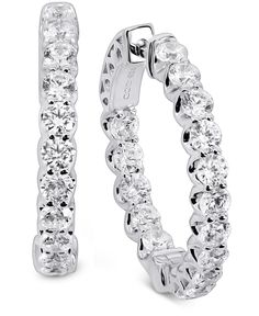 in stock Vvs Clarity Cubic Zirconia Hoop Earrings, Luxury White Gold Cubic Zirconia Hoop Earrings, White Cubic Zirconia Pierced Hoop Earrings, Hypoallergenic Diamond White Cubic Zirconia Hoop Earrings, Silver-plated Cubic Zirconia Hoop Earrings, Macys Jewelry, Gold Plated Sterling Silver, Designer Earrings, Diamond Bracelet