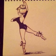 a drawing of a ballerina is shown on a notepad that has been drawn