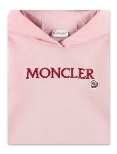 Logo Hoodie By Moncler. Featuring: Hooded Sweatshirt Embroidered Logo On Chest Logo Patch On Chest Long Sleeves With Cuffs Elasticated HemComposition: 100% polyester Cotton Hooded Top With Logo Detail, Pink Cotton Top With Logo Detail, Winter Cotton Tops With Logo, Pink Hoodie With Embroidered Logo For Spring, Pink Long Sleeve Hoodie With Embroidered Logo, Spring Hooded Top With Embroidered Logo, Hooded Cotton Top With Logo, Pink Hooded Sweatshirt With Embroidered Logo, Hooded Cotton Tops With Embroidered Logo