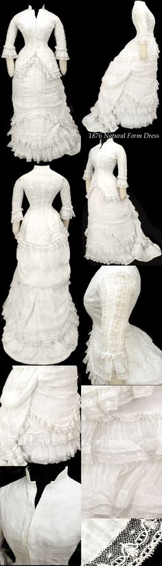 Victorian 1876 BUSTLE GOWN 1870s Fashion, 1800s Fashion, Bustle Dress, Victorian Costume, Afternoon Dress, 19th Century Fashion, Old Dresses, Natural Form