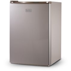 a small silver refrigerator on a white background