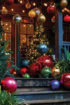 Deck out your front porch for the holidays with these 30 festive Christmas decorating ideas! From rustic charm to elegant holiday lights, find inspiration to make your entryway warm and welcoming. Perfect for spreading holiday cheer to everyone who stops by! #ChristmasPorch #HolidayDecor #FrontPorchIdeas Christmas Outside Decorations, Hot Cocoa Stand, Christmas Front Porch Ideas, Nutcracker Figures, Christmas Decorating Ideas, Outside Decorations, Front Porch Ideas