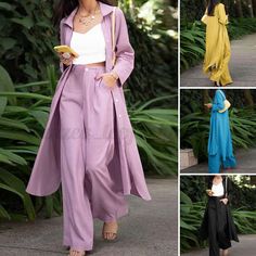 Women Business Office Work Suits Sets Long Shirt Outwear Blazer Chino Pants 2PCS | eBay Zipper Pants, Women Business, Work Suits, Split Skirt, Blouse Pants, Mori Girl, Chino Pants, Long Shirt, Office Work