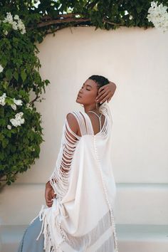 Off-White Cotton Poncho Cape • Organic Tribal Kimono Cover Up | AYA Sacred Wear Summer White Kaftan For Festival, White Long Sleeve Summer Kaftan, White Bohemian Kaftan For Beach Season, Summer Poncho With Fringe, Summer Long Sleeve Poncho With Fringe, White Long Sleeve Kaftan For Beach, White Summer Poncho Shawl, White Long Sleeve Beach Kaftan, White Bohemian Kaftan For Beach Cover-up