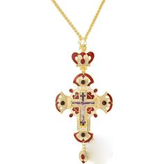 Introducing our exquisitely crafted Pectoral Cross with a chain, meticulously designed to adorn bishops during Greek Orthodox liturgies. Crafted with precision and reverence, this cross serves as a timeless symbol of faith and authority. The significance of the pectoral cross in the ecclesiastical realm cannot be overstated. As a sacred emblem worn over the chest, it symbolizes the spiritual authority vested in bishops. This revered ornament serves as a visible reminder of their commitment to sh Spiritual Cross-shaped Gemstone Necklace, Spiritual Cross Shaped Gemstone Necklace, Spiritual Hallmarked Crucifix Necklace, Traditional Cross Necklace With Large Pendant, Traditional Cross Pendant Necklace With Large Pendant, Traditional Necklace With Large Cross Pendant, Traditional Cross Pendant For Ceremonial Occasions, Traditional Engraved Crucifix Necklace, Traditional Handmade Crucifix Necklace