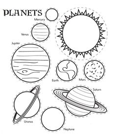 the solar system coloring page with planets and sun for kids to print out on their own