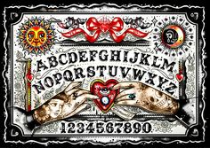 an old fashioned alphabet with two hands holding each other's hearts and the letters are decorated