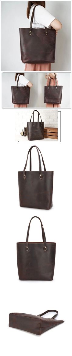 Full Grain Crazy Horse Leather Shoulder Bag Vintage Simple Style Handbag Big Capacity Women Everyday Tote MC6119ZP Fashion Accessories Trends, Everyday Tote, Crazy Horse, Vintage Brown, Christmas Shopping, Natural Leather, Simple Style, Leather Shoulder Bag, All Fashion