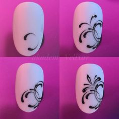 Nail Swirls, Filigree Nails, Monogram Nails, Unghie Nail Art, Nail Art Techniques, Nail Art Designs Videos, Trendy Nail Art