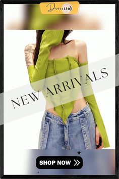 Women Sexy Elegant Knit T Shirts Y2k Soft Fabric Off Shoulder Halter Long Sleeve Crop Tops Autumn Skinny Tee Shirts Y2k High Stretch Tops For Fall, Y2k High Stretch Fall Tops, High Stretch Y2k Tops For Fall, Y2k Fitted Crop Top For Winter, Spring Y2k High Stretch Crop Top, Halter Long Sleeve, Crop Top Autumn, T Shirts Y2k, Y2k Soft