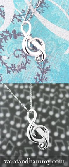 Full of the life and energy that we think of as music, dramatic curves and swirls create the form of the treble clef in three-dimensional space.Light dances on the rounded edges of this pendant just as music dances in your heart. Elegant Swirl Treble Clef Necklace Three Dimensional