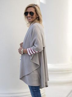 Putty Cape Vest - Just Style LA Elegant Fall Vest For Day Out, Elegant Vest For Fall Day Out, Chic Open Front Fall Vest, Elegant Vest For Day Out In Fall, Chic Open Front Vest, Elegant Sleeveless Cardigan For Layering, Elegant Sleeveless Spring Cardigan, Cape Vest, Cape Collar