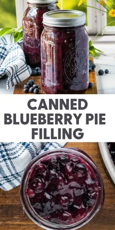 canned blueberry pie filling in mason jars