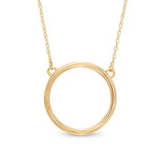 Classic yet contemporary, this simply styled fashion necklace packs a big visual punch. Crafted in warm 10K gold, this design features a smart open circle-shaped design that suspends centered along an 18.0-inch rope chain. Polished to a bright shine, this necklace secures with a spring-ring clasp. 5 Gold Rings, Gold Chain Choker, Crown Necklace, Infinity Pendant, Sparkly Things, Peoples Jewellers, Dainty Pendant, Bezel Set Diamond, Gold Choker