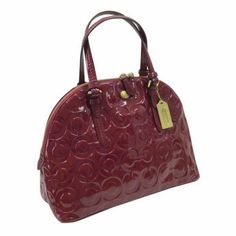 Gently Used Coach Cora Patent Leather Purse. Coach Red Patent Domed Embossed Logo Cora Purse With Gold Tone Hardware In Very Good Condition Length 13" Height 9" Depth 5.5" Red Coach Bag, Purse Coach, Embossed Logo, Leather Purse, Leather Satchel, Coach Bags, Leather Purses, Patent Leather, Satchel