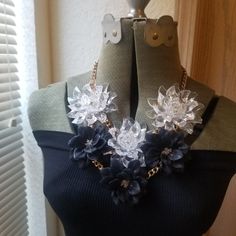 Beautiful Black And Lucite W/Gold Closure Statement Necklace. Has An Extender. Never Worn. Chic Black Flower Jewelry, Chic Flower Necklaces For Party, Chic Flower Necklace For Party, Chic Flower Shaped Party Necklace, Elegant Black Flower Necklace For Party, Black Flower Necklace For Party, Elegant Black Flower Necklaces, Black Flower Jewelry For Party, Elegant Flower Necklace