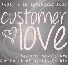 the words are written in white on a black and gray background with an image of a heart that says, customer love because people are the heart of my little biz