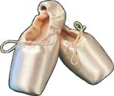 pair of ballet shoes with laces on them