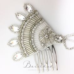 "You are looking at a new item from our 2017 collection! \"Singing Lady\" Inspired by the 20-s - that is Tatiana's most favorite fashion era - this collection of hair accessories was born. Glass beads, sparkle and feathers - we love it all! Head pieces from this range will not only complete a Gatsby inspired bridal look, but are incredibly stylish to wear to a flapper dance party! This is a hand embroidered very beautiful Art Deco \"fan\" shape double comb with strings. Looks amazing at the back Art Deco Accessories, Vintage Headpiece, Beads Art, Art Deco Fan, Head Pieces, Gatsby Style, Gatsby Wedding, Flapper Style, Hair Jewelry Wedding