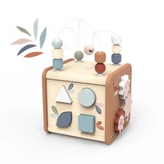 Speedy Monkey - Wooden 5 in 1 Activity Cube-Interactive-Posh Baby Cube Toy, Educational Play, Activity Cube, Social Communication, Metal Toys, Non Toxic Paint, Activity Toys, Childrens Toy, Numeracy