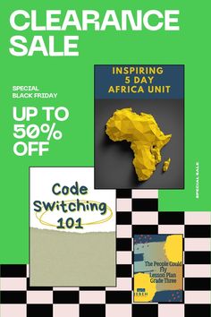 an advertisement for the black friday sale is shown in green and white with yellow accents