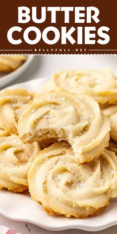 My time-tested recipe uses a handful of pantry staples to create the lightest, most buttery, melt-in-your-mouth cookies every time! These are the Best Butter Cookies are crispy, crumbly, and would remind you of Grandma's house around the holidays! It's the perfect holiday gift! Add this to your holiday baking list! Christmas Swirl Butter Cookies, Piped Butter Cookies, Butter Cookies With Jam, Cookie Butter Recipes, Best Butter Cookies, Easy Butter Cookies, Butter Cookie Recipes, Christmas Butter Cookies, Butter Cookie Recipe Easy