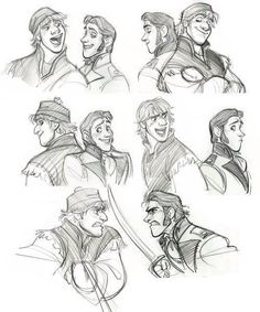 sketches of the characters from disney's beauty and the beast, which are drawn in pencil