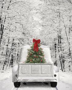 Lori Deiter LD2028 - LD2028 - Snowy Drive in a White Ford - 12x16 Truck, White Truck, Christmas Tree, Holidays, Christmas, Trees, Road, Winter from Penny Lane Christmas Sleigh, Christmas Paintings, Drive In, Christmas Prints, The Holiday Aisle, White Christmas, Christmas Ideas, The Holiday