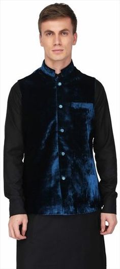 Blue color Nehru Jacket in Velvet fabric with Self work Self Work, Velvet Duster, Nehru Jacket, Duster Jacket, Kurta Pajama, Nehru Jackets, Best Wear, Velvet Fabric, Party Wear