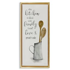 the kitchen is filled with family food and love and great value framed canvas wall art