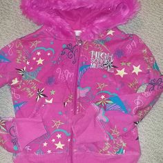 Loc18 - Like New Girls High School Musical Hoodie Size 6x. Pink Hoodie For School In Fall, Pink Fall Hoodie For School, Cute Pink Long Sleeve Hooded Jacket, Playful Winter Hoodie Outerwear, Playful Hoodie Outerwear For Winter, Winter Pink Sweatshirt For School, Disney Jacket, 90s Childhood, Girls High