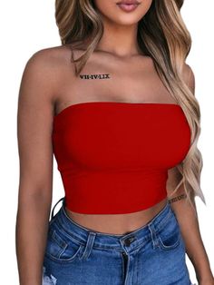 PRICES MAY VARY. Crop top is made of polyester and spandex, good softness and nice hand feel,solid color,not see through Simple medium length cropped tube top serves as great multipurpose clothing Straight neckline, no pad, cropped fit, lightweight breathable Size:S=USA 6-8,M=8-10,L=12-14,XL=16-18 LAGSHIAN Value the experience of every customer.If you have any other questions, please feel free to contact us anytime About us
 LAGSHIAN clothes is made of comfortable fabric.
 Specializes In women f Blusas Crop Top, Bodycon Tops, Bandeau Tops, Strapless Bustier, Strapless Crop Top, Red Crop Top, Casual Tanks, Crop Top Shirts, Cropped Tube Top