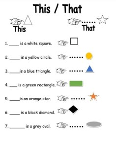 this / that worksheet is filled with different shapes and sizes to help students understand what they are doing