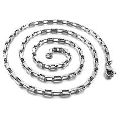 Men's 1.5mm Wide Stainless Steel Necklace Chain Link Silver Tone Rectangular Box 14~40 Inch-Necklaces-Innovato Design-15.0 inches-Innovato Design Style With Jewelry, Dolphin Bracelet, Wood Inlay Rings, Dragon Star, Arrow Ring, Punk Accessories, Masonic Ring, Wooden Sunglasses, Gothic Rings