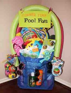 there is a pool fun basket in the room